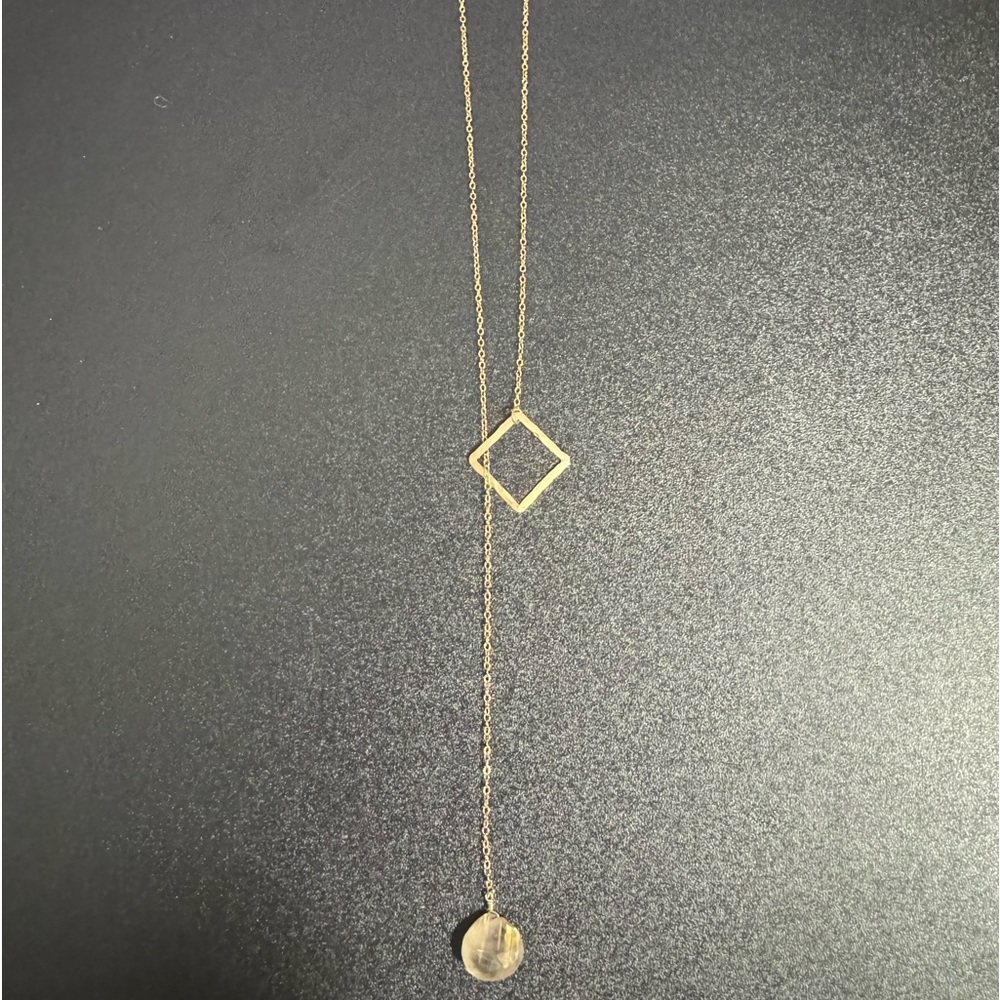 Jessica DeCarlo Gold with Rutilated Quartz Lariat Necklace